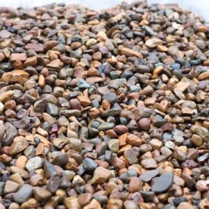Imported river pebbles