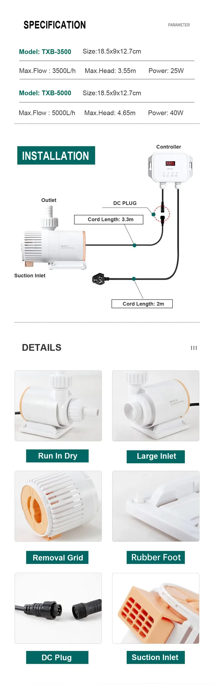 Boyu Sine Wave ECO Pump TXB-5000 - Image 2