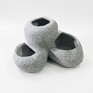 3-Hole Speckled Ceramic Aquarium Cave / Multi-Pocket Planter Ornament
